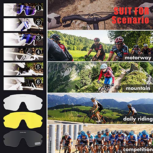 Queshark Lunettes de Soleil Sports Polarisées pour Hommes Femmes Cyclisme Course Pêche Golf Moto UV400 Lunettes 4 Objectif Interchangeable QE45 - Image 5