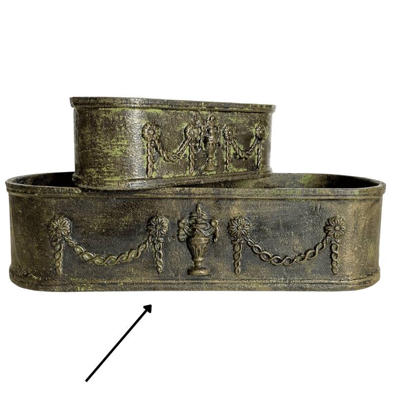 Jardinière de Balcon ou Fenêtre Balconnière Vasque Longue Bac en Fonte Vert Anglais 15x21x60cm