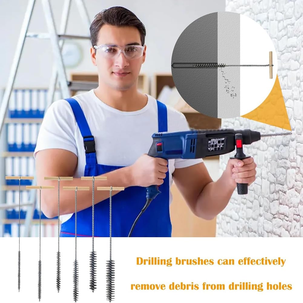 Dsdhuf 6 Piece Drill Hole Brush Set Hole Brush Cleaning Brush Pipe Cleaner Brush Stainless Steel Hole Brushes Cleaning Brush - Image 3
