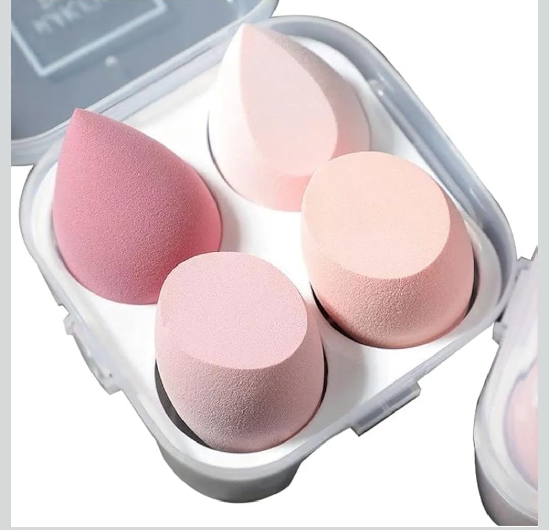 Beauty Blender Sponge Set, Multicolour, for Foundation and Makeup Blending, 4 Pieces with Storage Case-picture-21