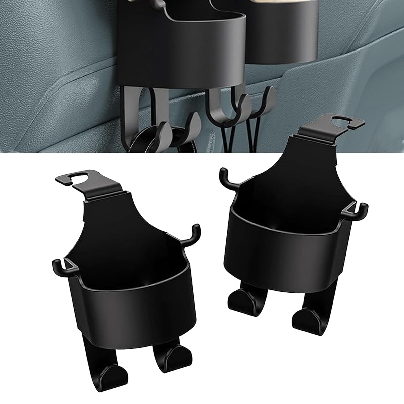 Kit com 2 organizadores para encosto de banco com gancho, porta-copos e suporte para celular Zigeiya – preto