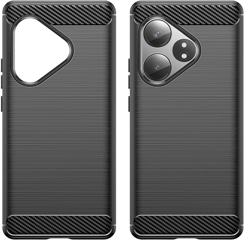 Image of NPRC Hybrid Ultra Slim Protective Case TPU Non-Slip Carbon Fiber Texture Shockproof Case Cover for Realme GT 6 - Black