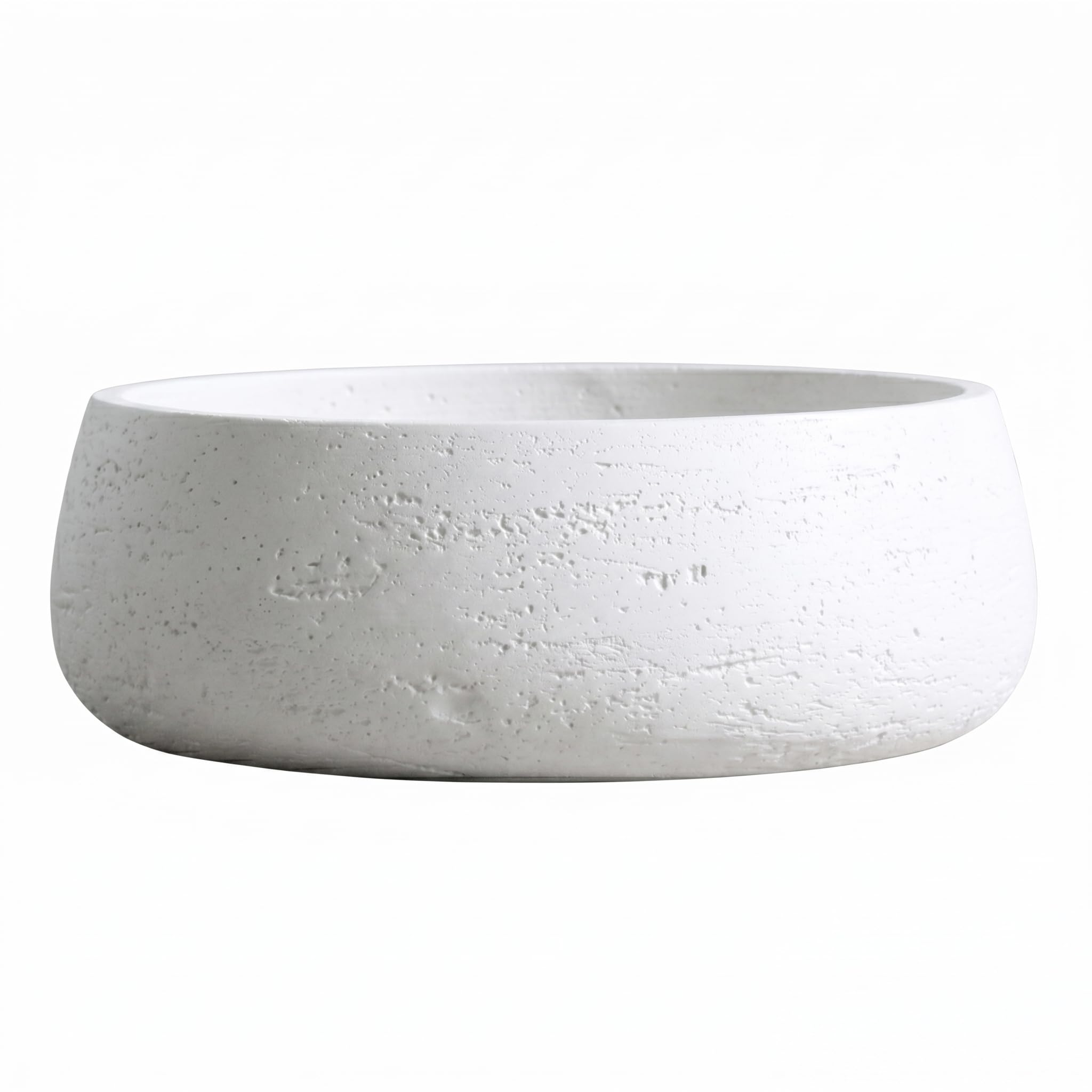 Olly & Rose Copenhagen Large Ceramic Planter Bowl Shallow Plant Pot - Matt White Flower Pot Indoor and Outdoor Garden Décor