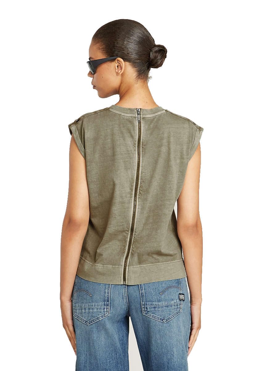 G-Star Women's Back Zip Overdyed Top, Green (ensis green gd D26421-C261-G544), XS