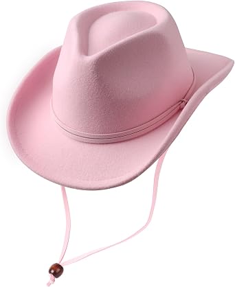 AQOKKA Cowboy Hat Wide Brim Western Cowgirl Hat with Buckle Belt Felt Fedora Cowboy Hat for Girl