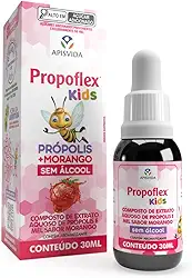 APISVIDA Extrato Aquoso de Própolis e Mel Sabor Morango Propoflex Kids | 30mL | Sem Álcool e Sabor Suave para Consumo Diário