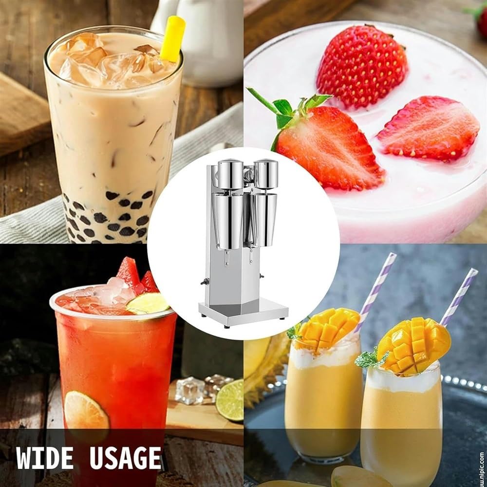 Máquina eléctrica de batido de leche, cabezales dobles de acero inoxidable, capacidad de 800 ml, mezclador de alta velocidad de 18000 RPM para bebidas, batidos, té Boba, uso comercial