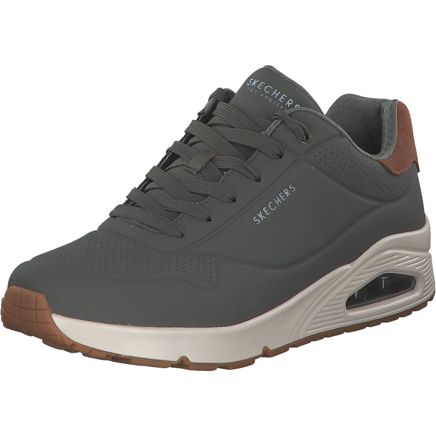 Skechers Herren Uno Suited On Air Turnschuhe, Dusty Olive / Durabuck / Chestnut Suede, 42 EU