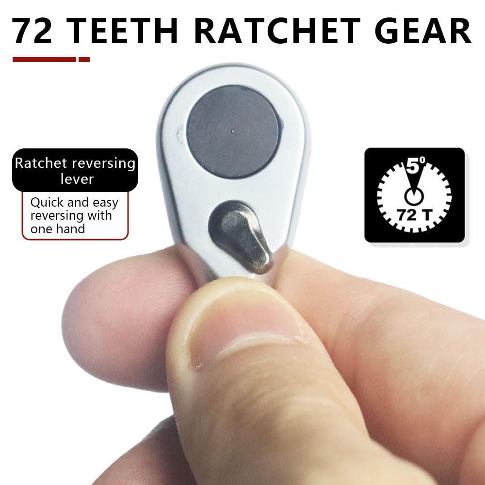 MORETOPGOOD Hex Mini Ratchet Wrench, 1/4" Hex Bits Adapters - Image 4