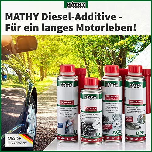 MATHY Diesel-Komplett-Kur - Diesel Additiv Reinigungsset - DPF Reiniger + Diesel Systemreiniger + Injektoren Reiniger + AGR Reiniger, 4 Dosen