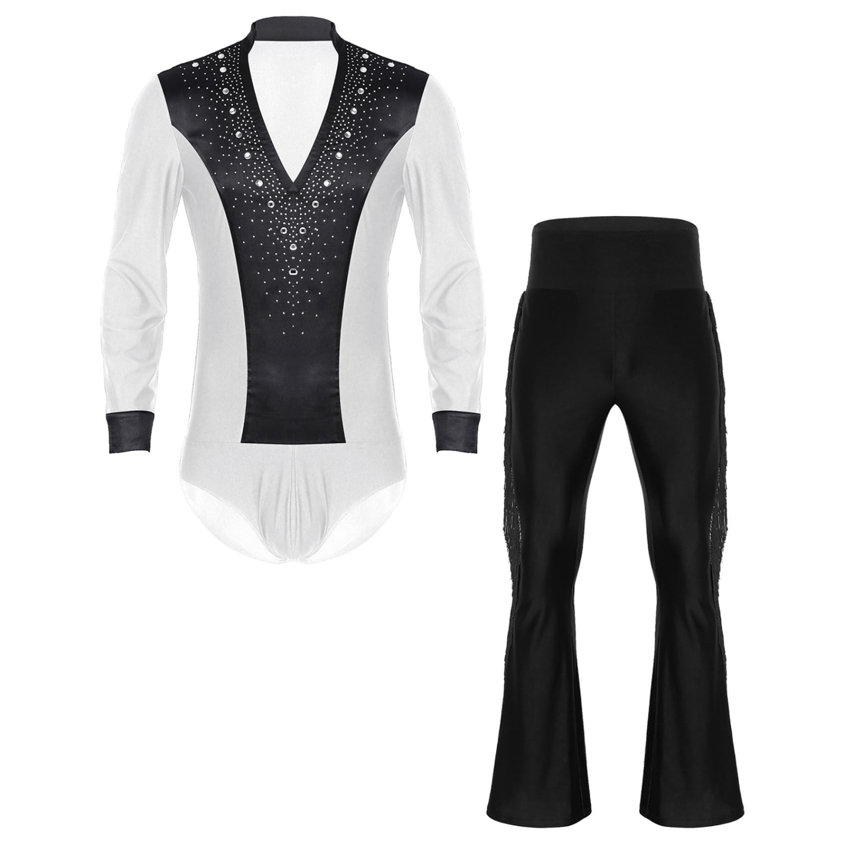 Traje de baile latino para hombre, camisa de manga larga, pantalones de baile, jazz rumba, traje de danza para competición