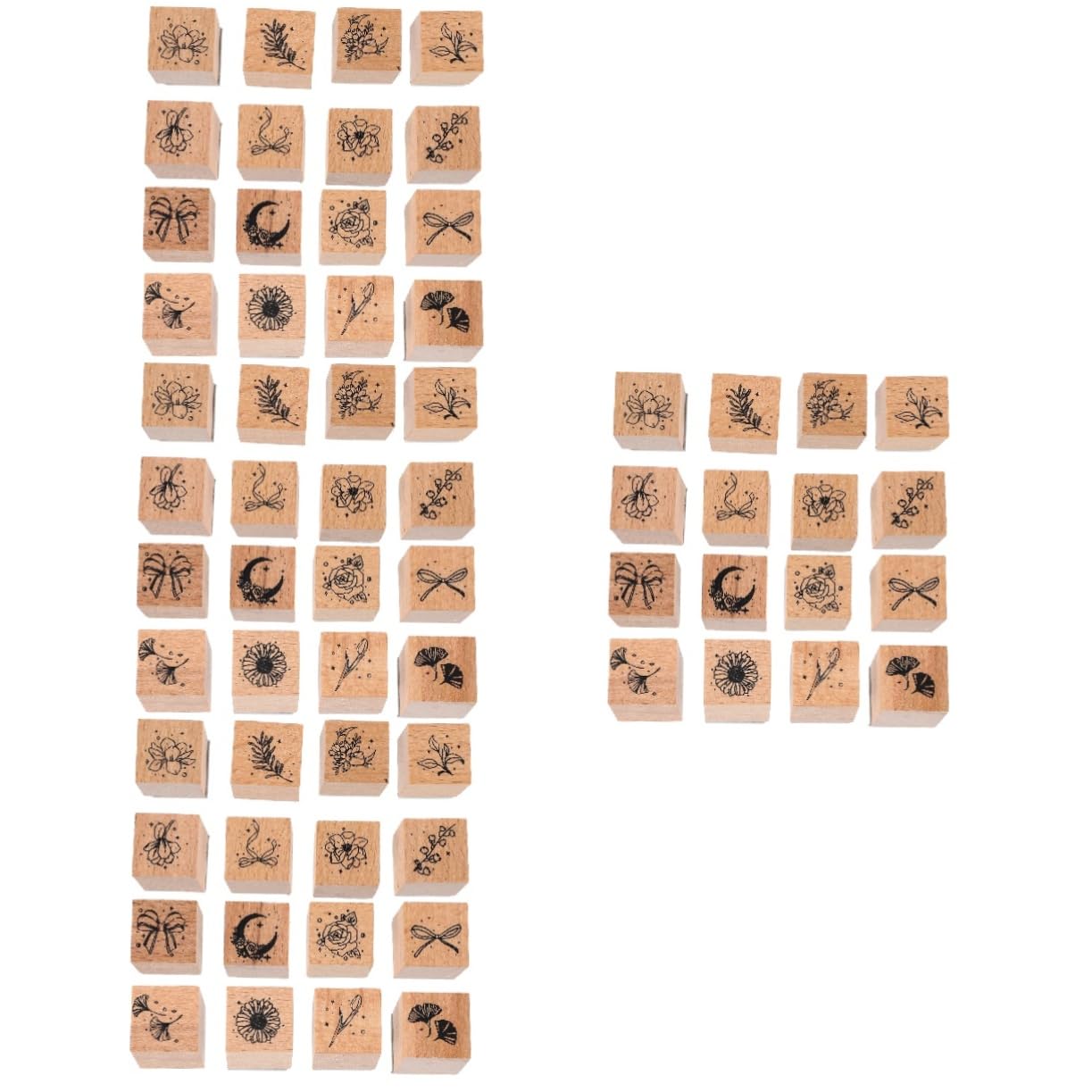 SHINEOFI 4 Set Timbri per in Legno Collezione di Fiori E Piante Serie di Timbri retrò Set di 16 Pezzi Etichette per Adesivi per Diario Tamponi per Timbri Inchiostro Timbri 16 Pezzi * 4
