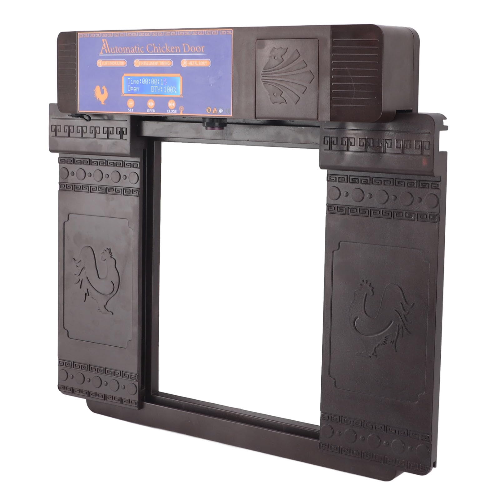 Sorandy Porta Automatica per Pollaio, Porta Leggera e Resistente Alla Ruggine, Porte per Polli con Sensore Anti-pizzicamento a Infrarossi con Timer, Ideale per Polli, Anatre, Oche e Pollame (Marrone
