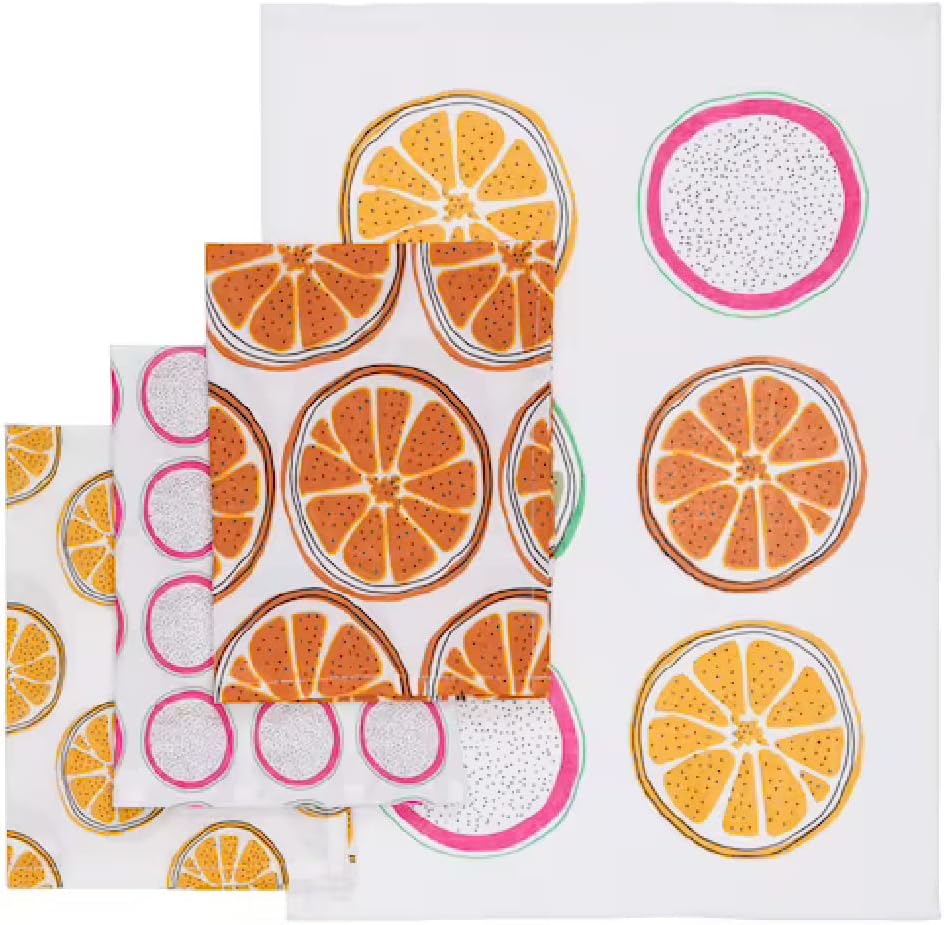 TORVFLY Dish Towel Soft Patterned/Orange cotton18x24 (Pack of 4)