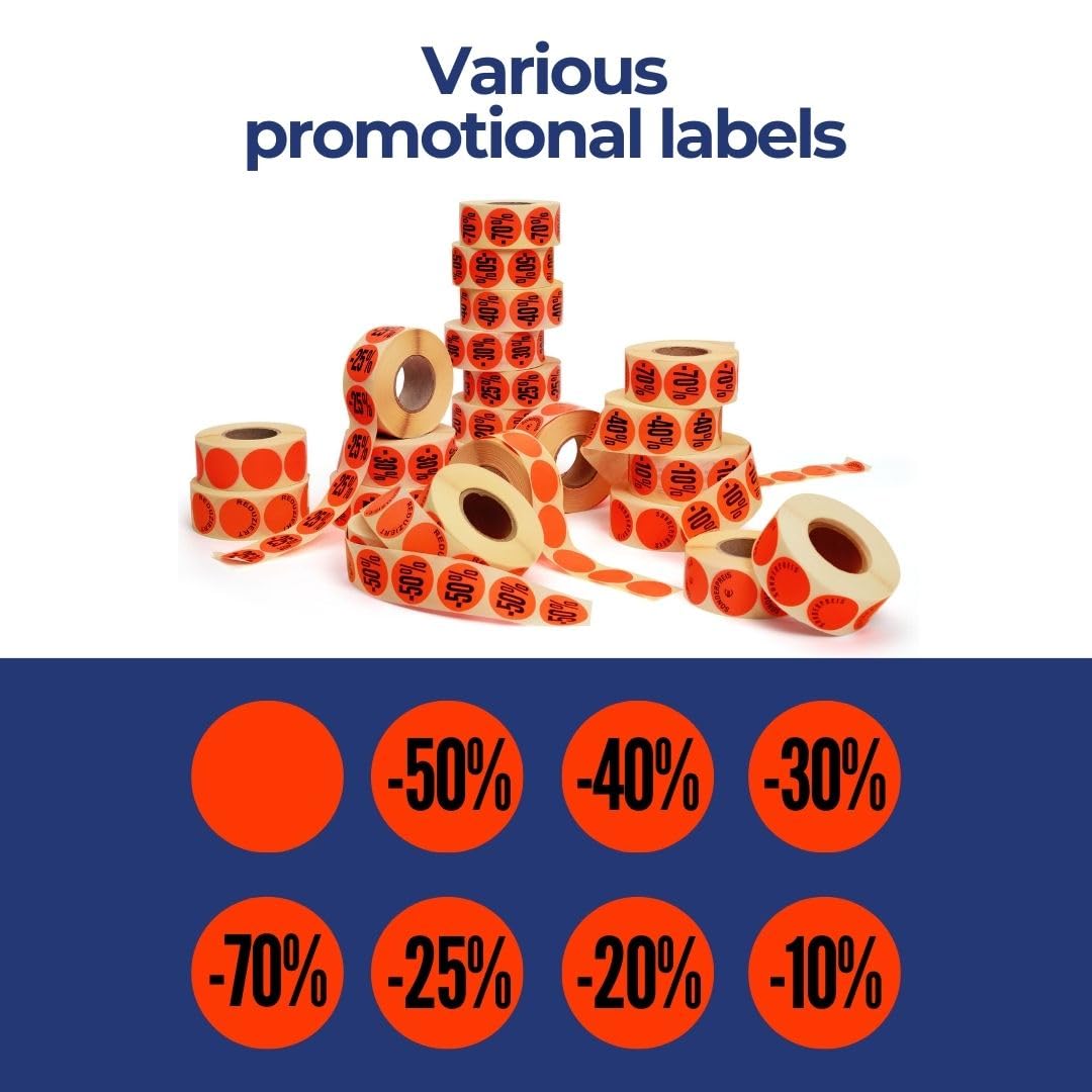 POKORNYS - Étiquettes promotionnelles « -50% » I Stickers pour marchandises à prix réduit I Lot de 2.000 autocollants de rabais en rouge vif I Adhésifs permanents, ronds, Ø 32mm