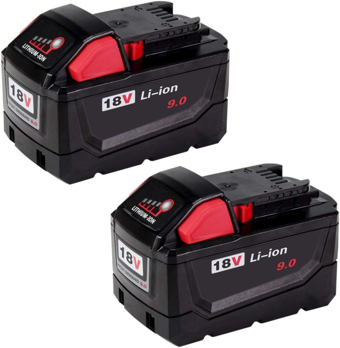 [2 Packs] Powayup for M18 18V 9.0Ah Lithium Battery Replacement for Milwaukee 18V High Demand 9.0 48-11-1890 Cordless Power Tools（for M18）