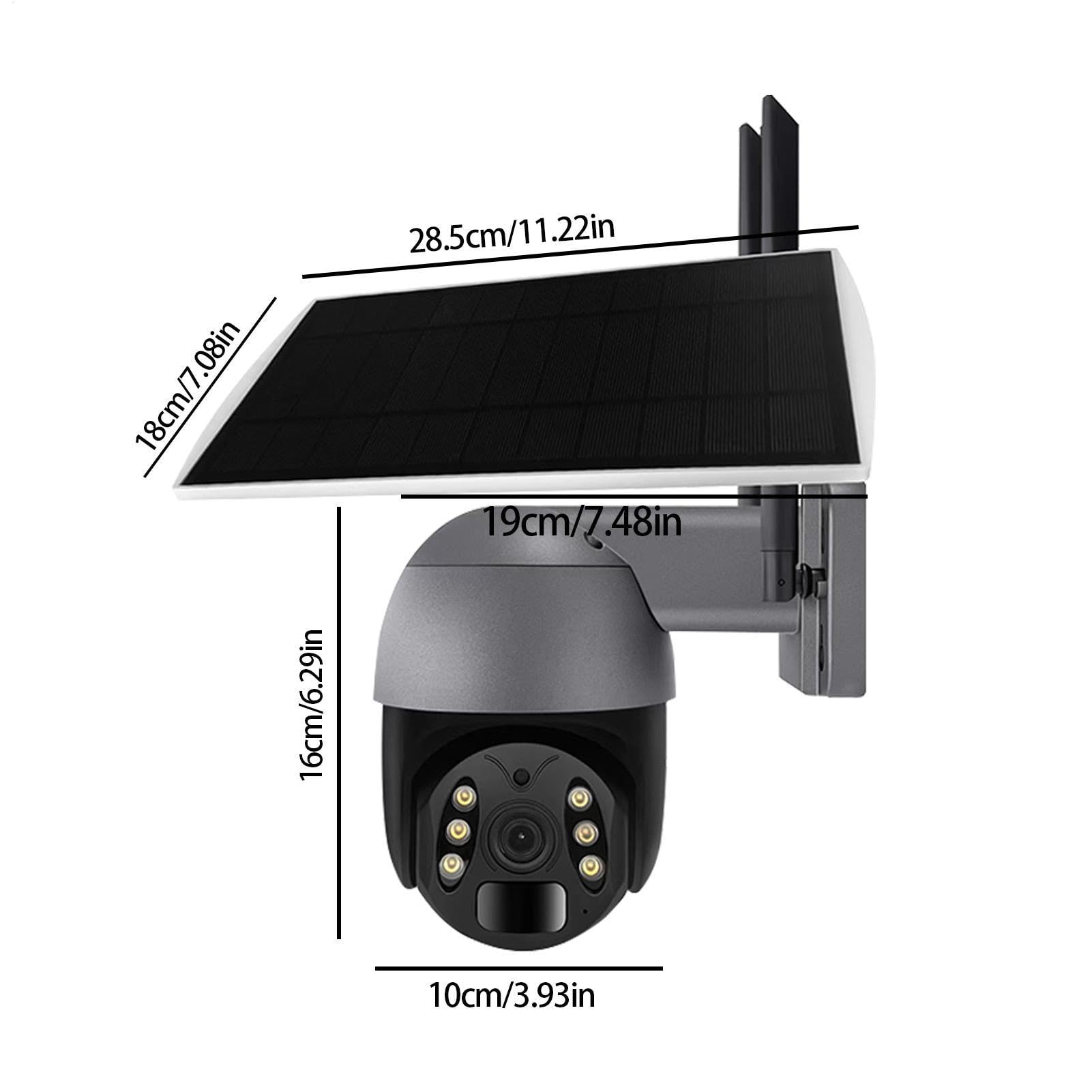 Cámara WiFi Solar, cámara de Seguridad Solar - Cámara de detección de Movimiento al Aire Libre WiFi 1080p - Pir Alarm 3 Millones de píxeles Audio de 2 vías Monitor de Garaje | Soporte de monitor de visión nocturna de 3 millones de píxeles a todo color Alm