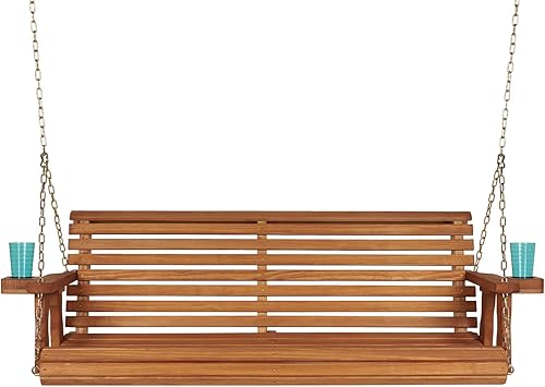 Miniatura 2 de Columpio Amish resistente para terraza 800lb con cadenas para colgar y posavasos