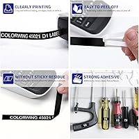 Vista 4 de COLORWING Compatible Dymo White on Black D1 Label Tape 45021 Standard Dymo Label Maker Refills d1, 1/2Inch x 23Ft, S0720610 for LabelManager 160