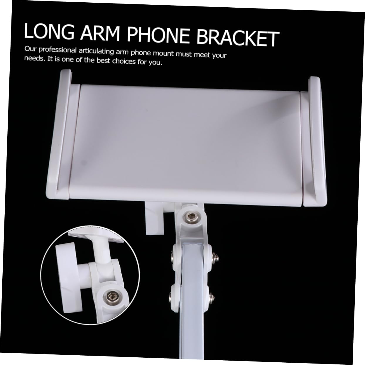 Soporte para Teléfono Brazo Articulado y Rotación 360° | Hierro y Plástico, Clip, Instalación Sencilla, para Móvil y Tableta, Color Blanco
