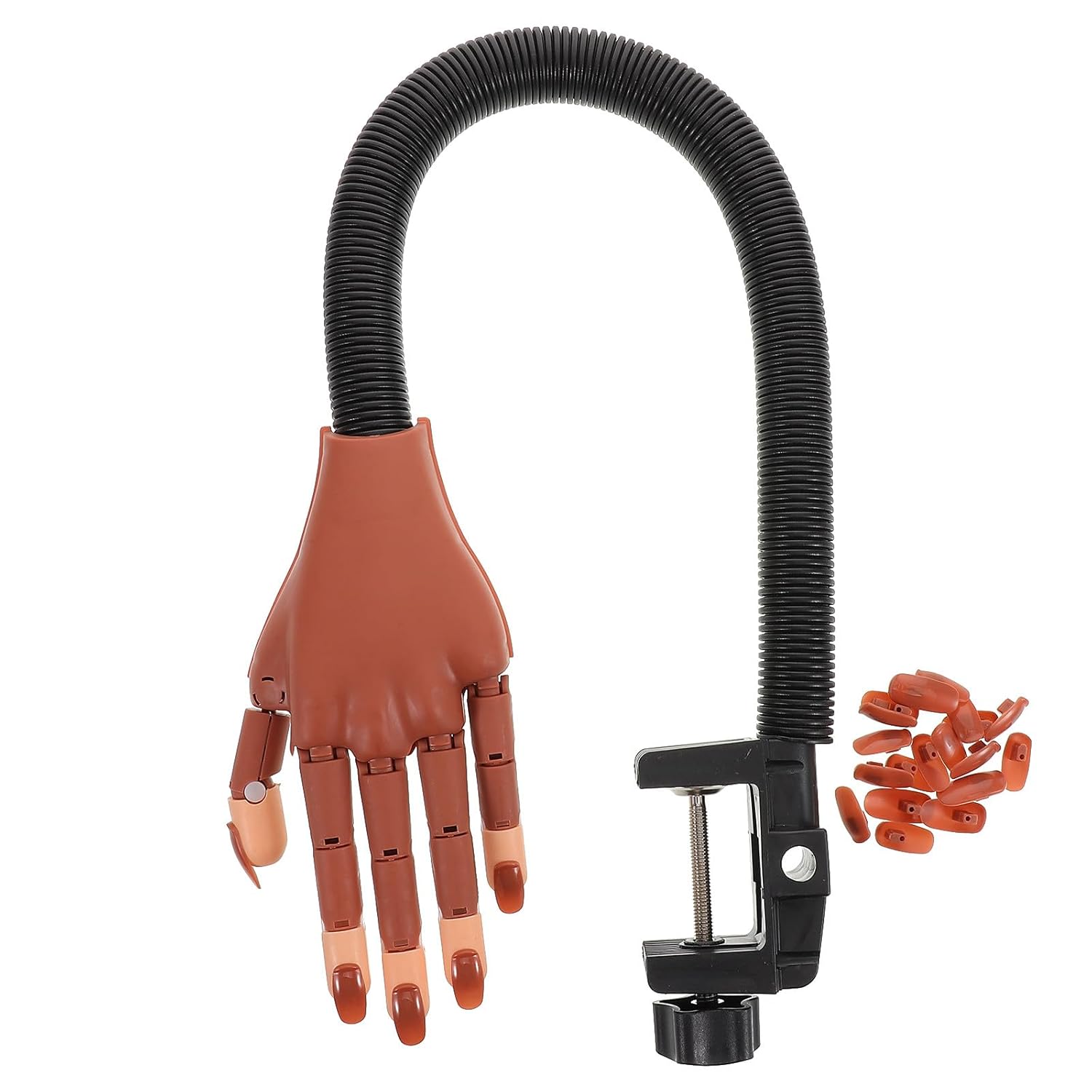 Nail Practice Hand Mannequin with Flexible Silicone Fingers and Removable Nail Tips Bendable Fake Hand and Manicure Practice for Beginners