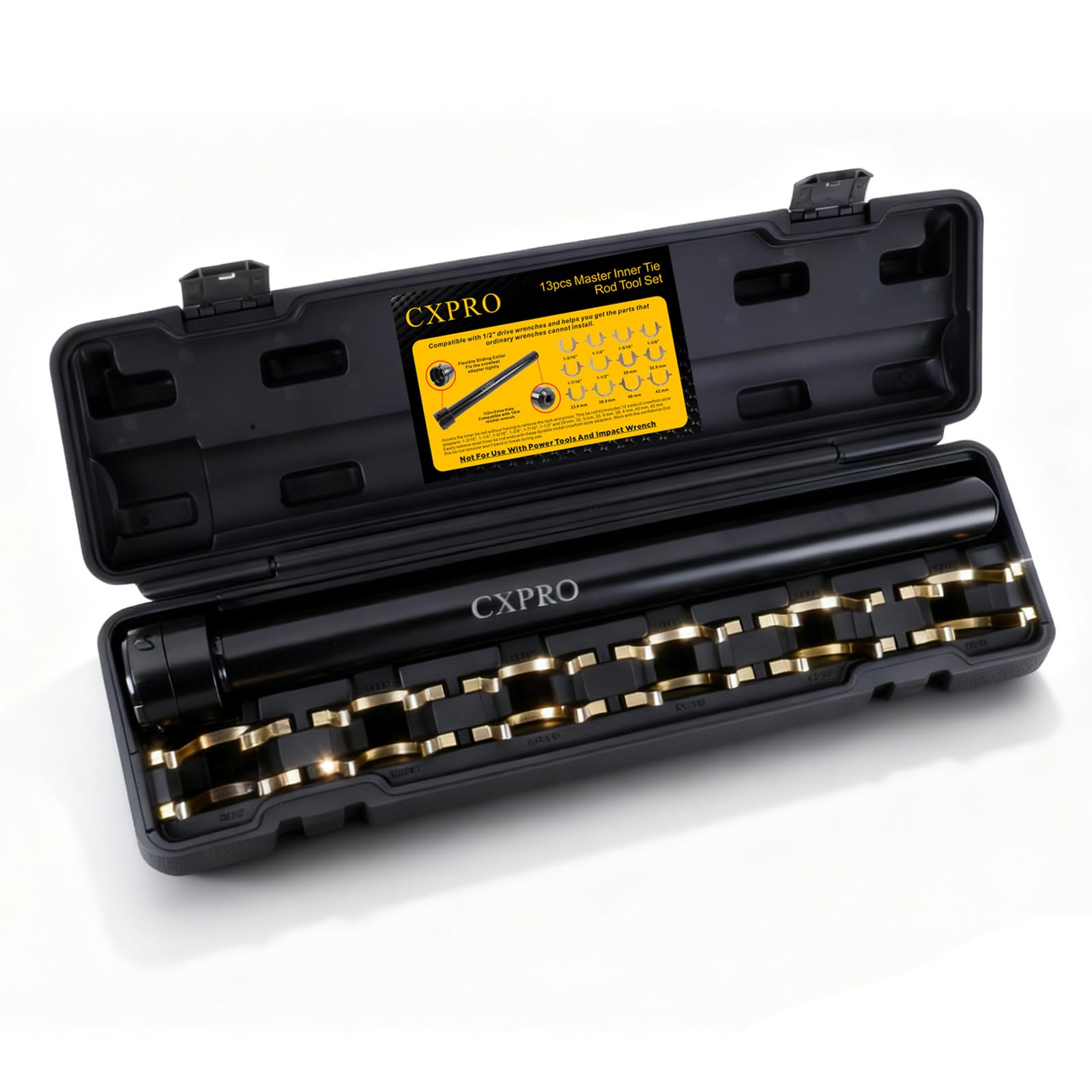 Photo 1 of **LATCHES BROKEN**CXPRO Inner Tie Rod Removal Tool Kit, Inner Tie Rod Tool Set with 12 Crowfoot Adapters 1/2 Inch Drive Tube for Tie Rods Remove & Install Cars