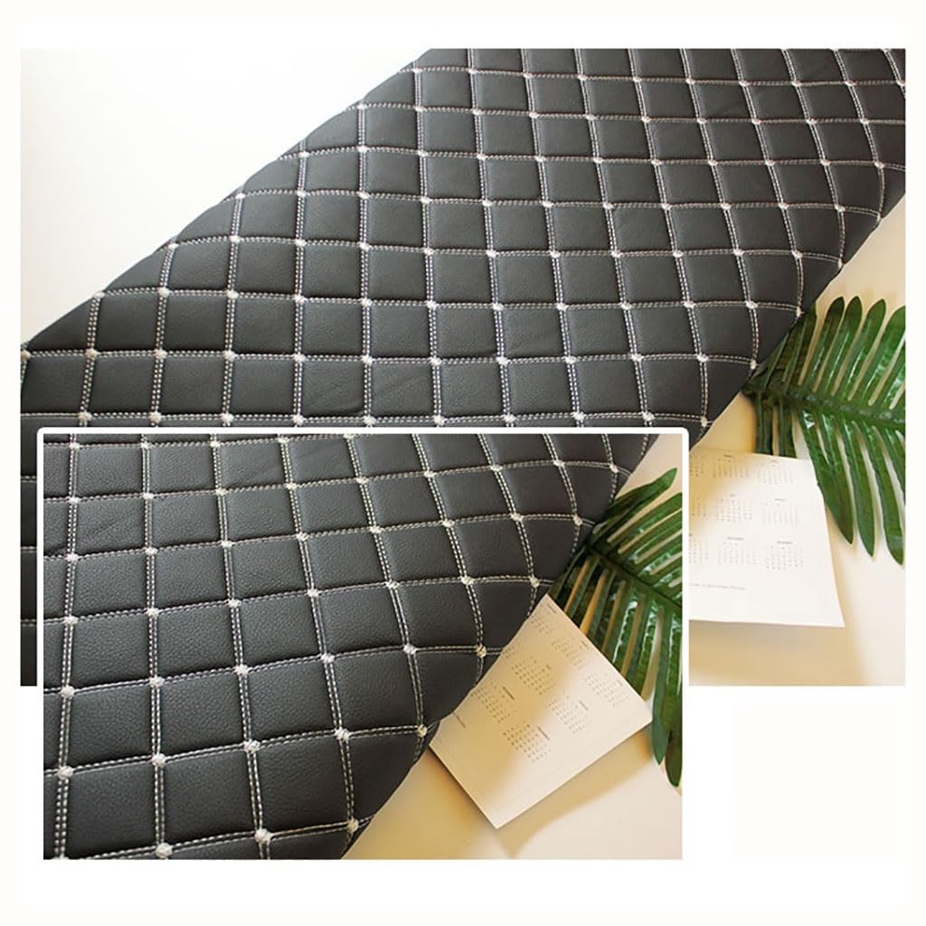 Polipiel Sintética Acolchada por Metros Tejido Acolchado de Piel Cojines o forrar Objetos para Cojines de Coche(Black (grey line),1.6x3m)