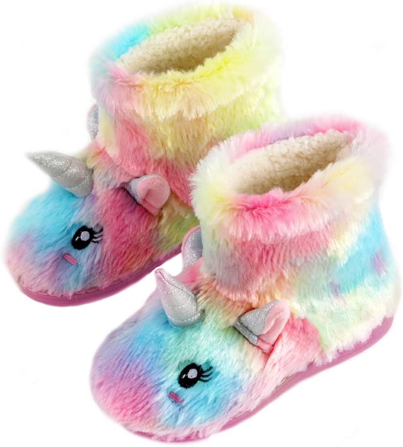 Kids Fuzzy Warm Soft Boot Slipper Non-Slip House Shoes Outdoor Indoor Winter Knitted Cozy Warm Girls Boys Slipper - Image 4