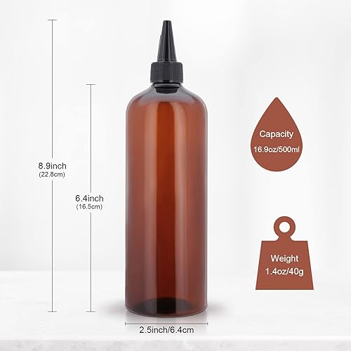 Miniatura 2 de Cosywell Botella aplicadora para el cabello, paquete de 2 botellas de aceite de 16 onzas para botella de tinte para el cabello con tapa, botellas