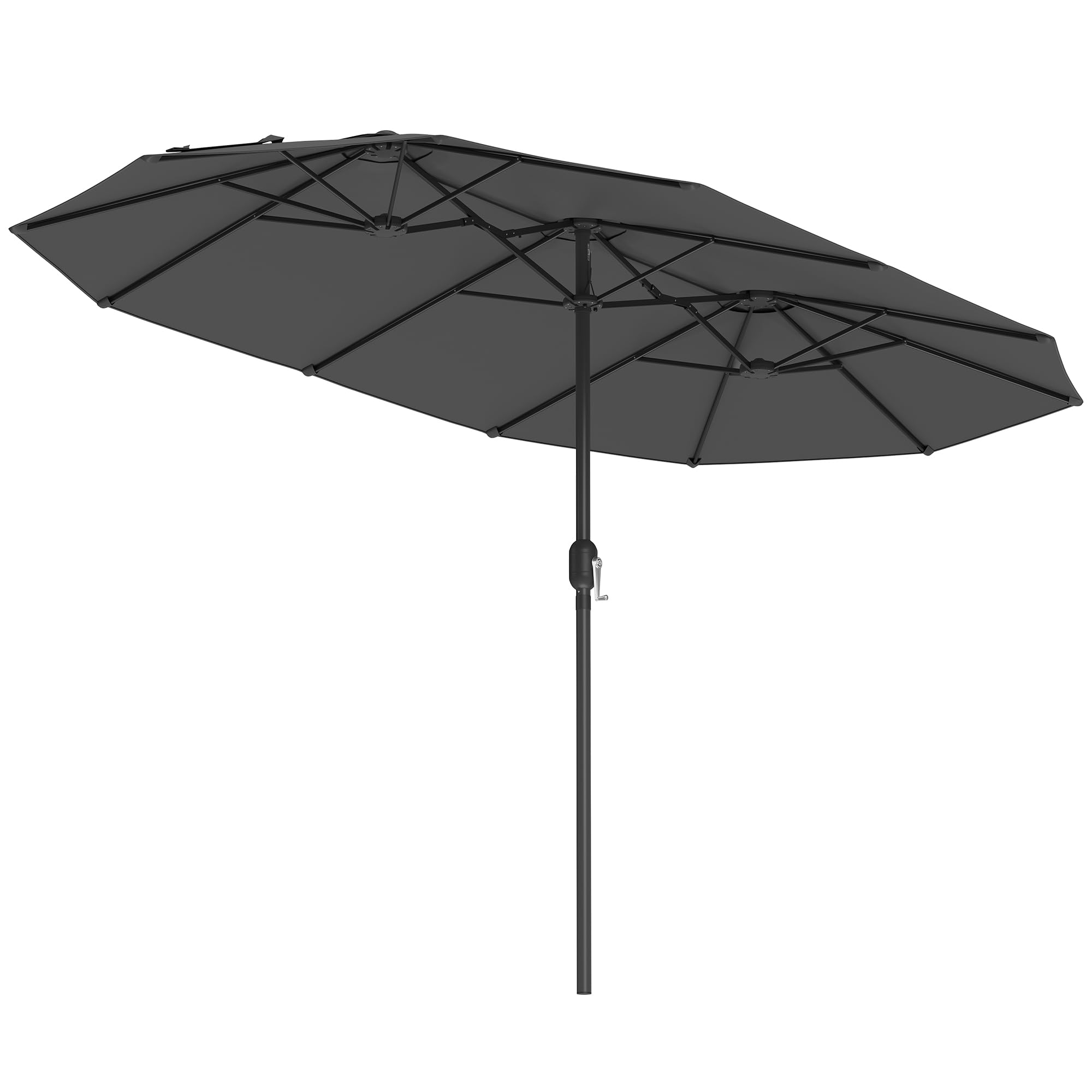 SONGMICS Doppelsonnenschirm 394 x 200 cm, extra großer Sonnenschirm, Gartenschirm, UV-Schutz bis UPF 50+, Terrassenschirm, mit Kurbel, Garten, Balkon, Outdoor, ohne Ständer, schiefergrau GPU037G01