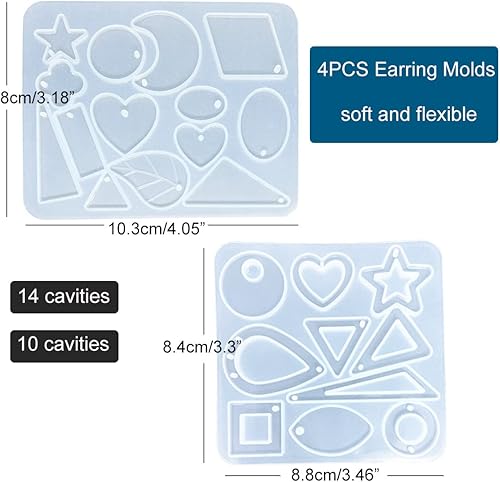 Miniatura 2 de 4 moldes de silicona de resina con agujeros para la fabricación de joyas de aretes, moldes de fundición TuNan para colgantes de resina epoxi,