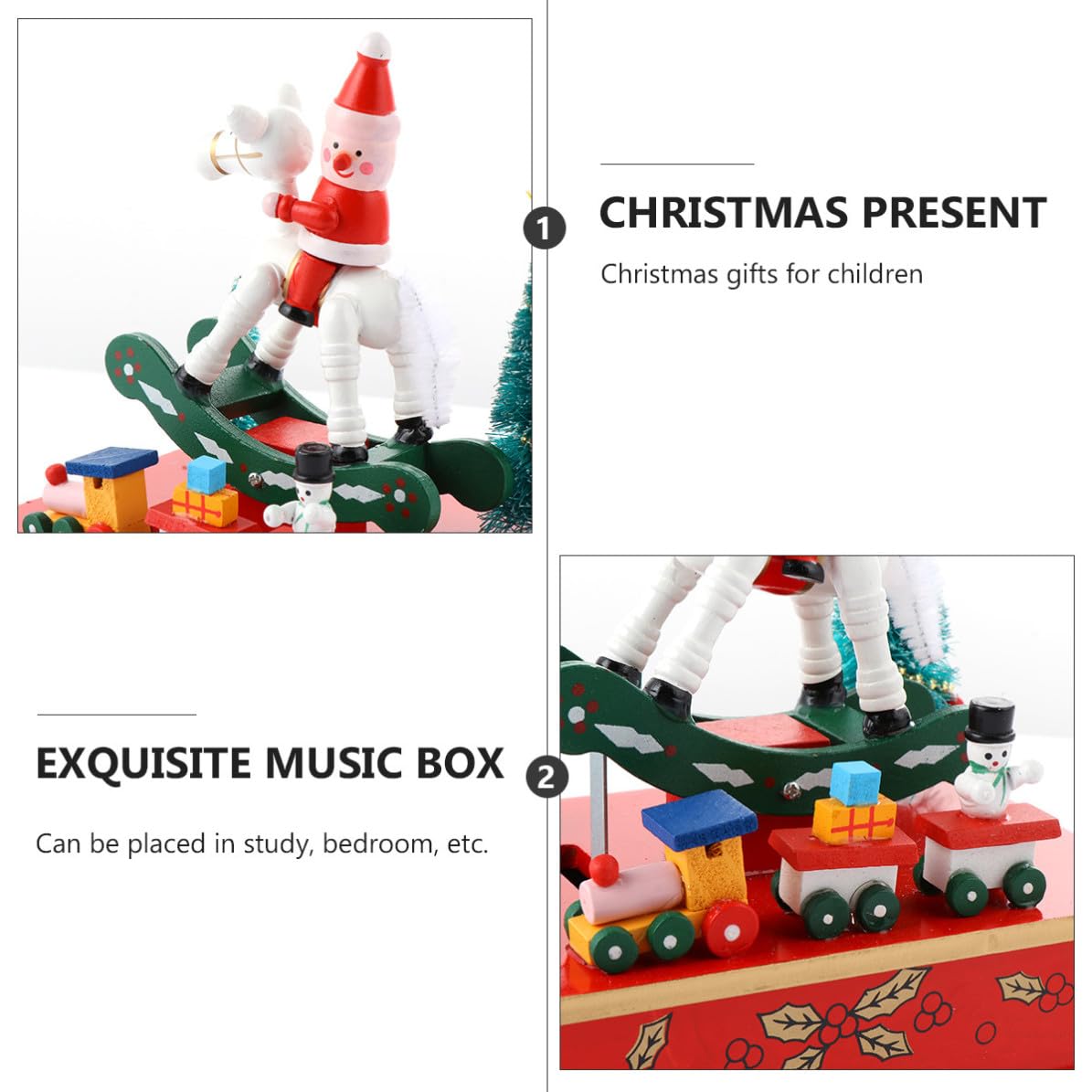 Caja de Navideña en Navidad de Madera Portátil y Fácil de Usar Adorable para Oficina y