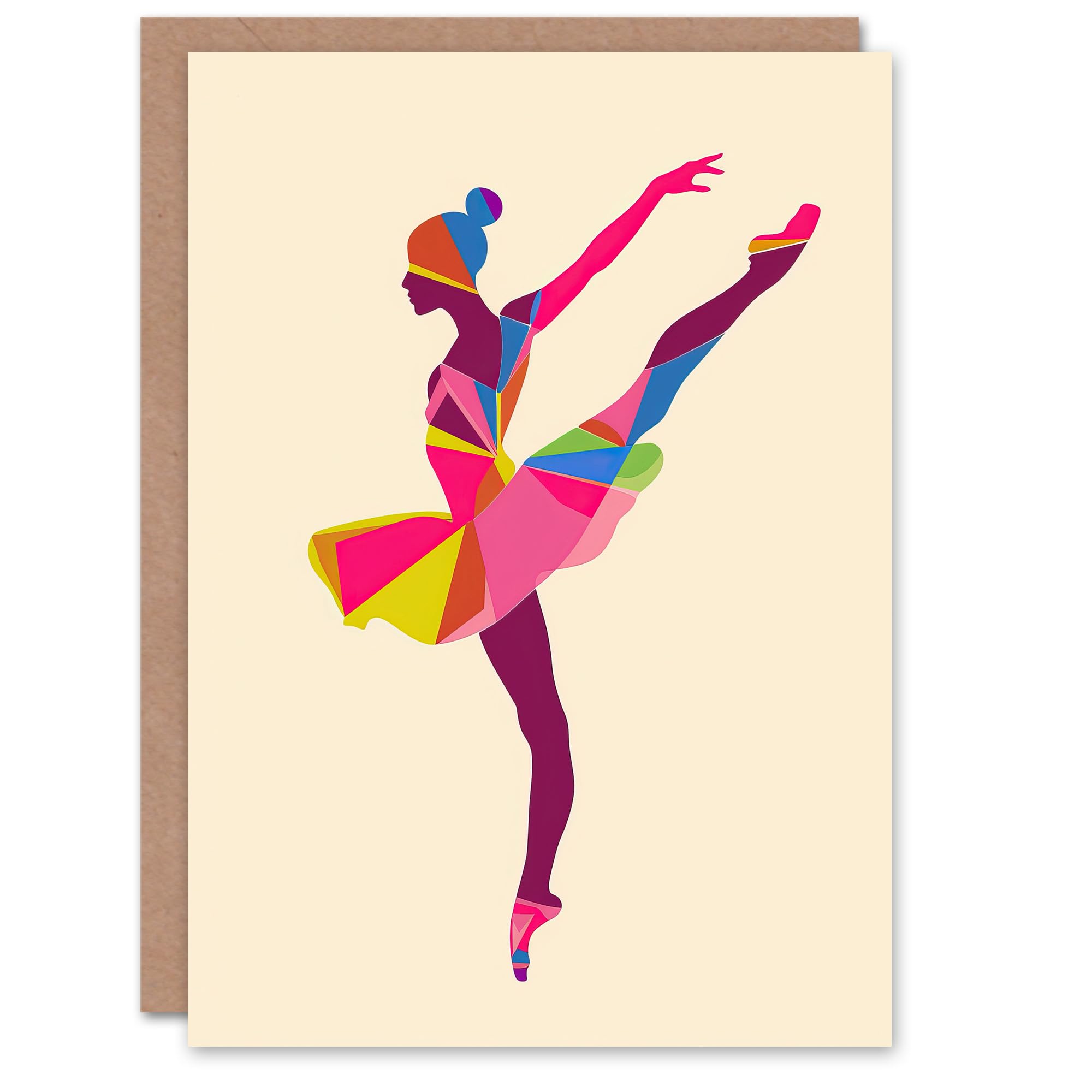 Artery8 Ballerina Arabesque Pose Bright Colourful Design Greeting Birthday Card Him Her All Blank