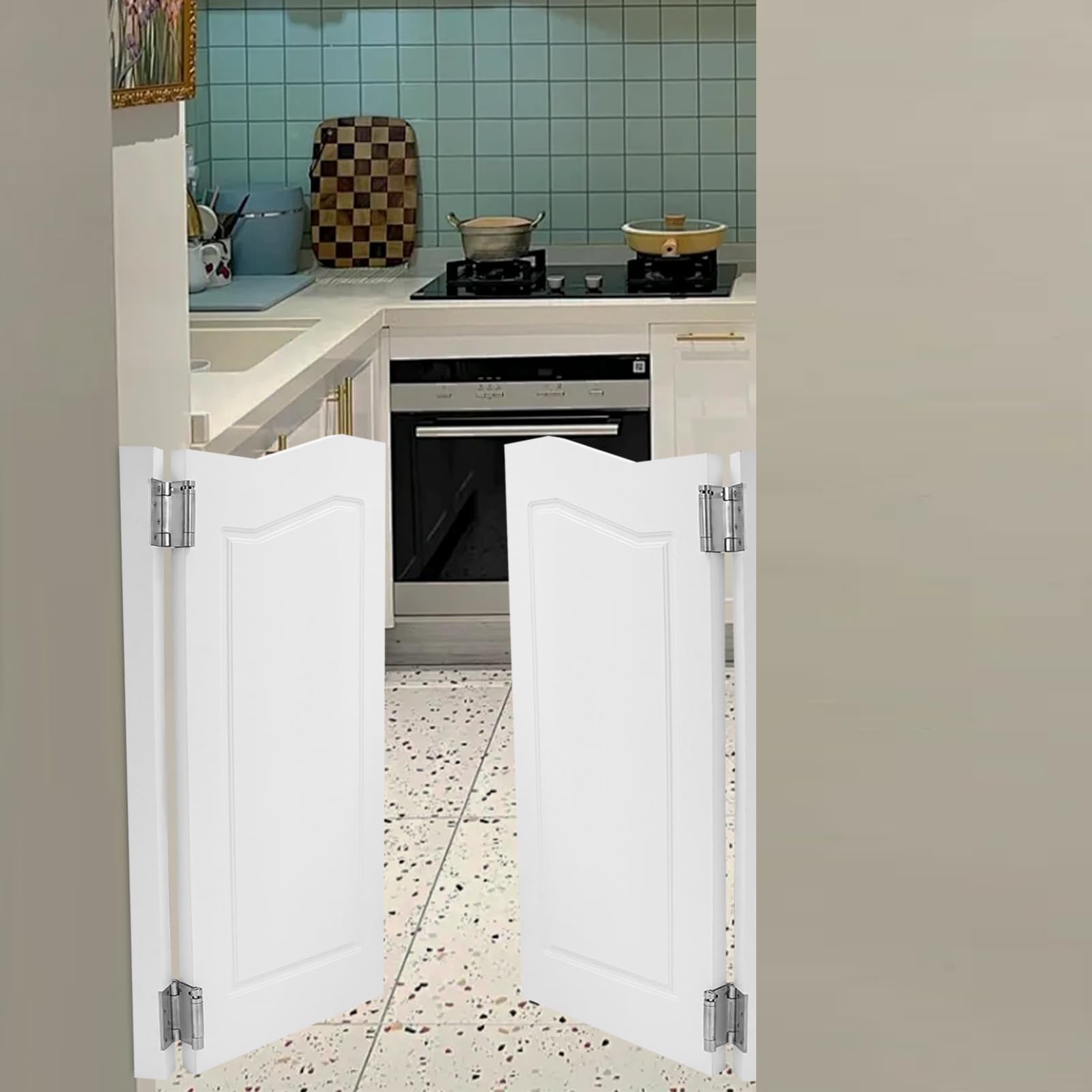 Porta a battente in legno, porta a battente, porta a battente in legno, porta a lamelle interna, 2 ante, 81 x 106,5 cm, spessore porta 3,5 cm, ideale per bar, giardino e salotti, con funzione di