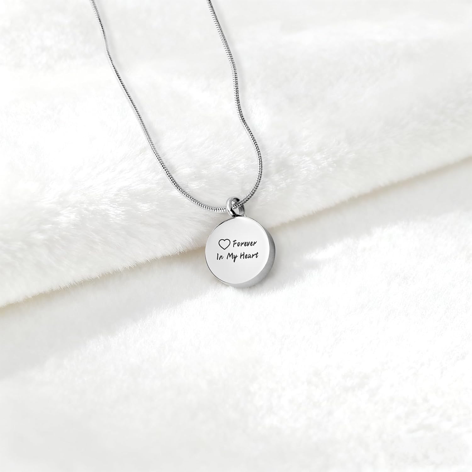 Cremation Urn Necklace for Ashes for Women Men Round Memorial Urn Jewelry Keepsake Pendant for Human Ashes with Four Leaf Clover Detail - Image 5