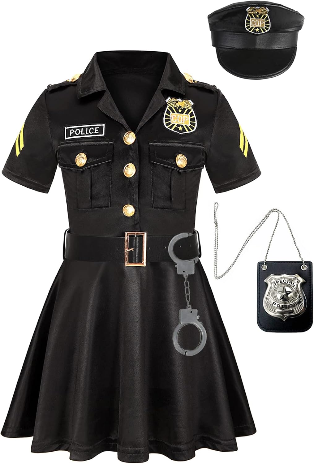 Gomukot Police Officer Costume For Kids Halloween Girls Police Uniform With