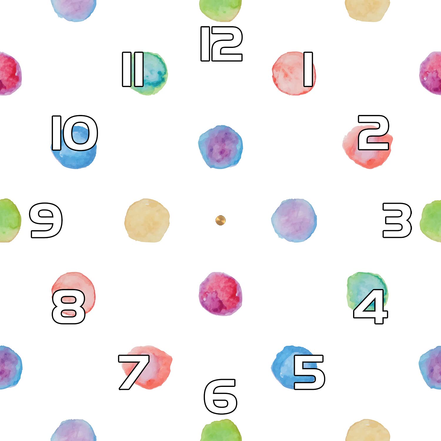 Horloge en Verre Imprimé Polka Dot Pastel pour Mur Contemporain