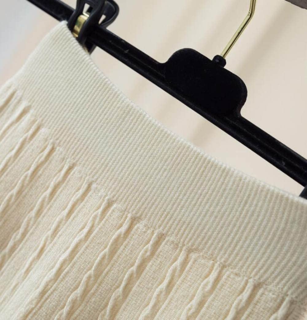 Gonne A Ruota,Gonna Longuette da Donna Albicocca Gonna A Ombrello in Jacquard Lavorata A Vita Alta Elastica Gonna Lunga Autunnale in Tinta Unita con Volant Increspato per Ragazze Ladies,S