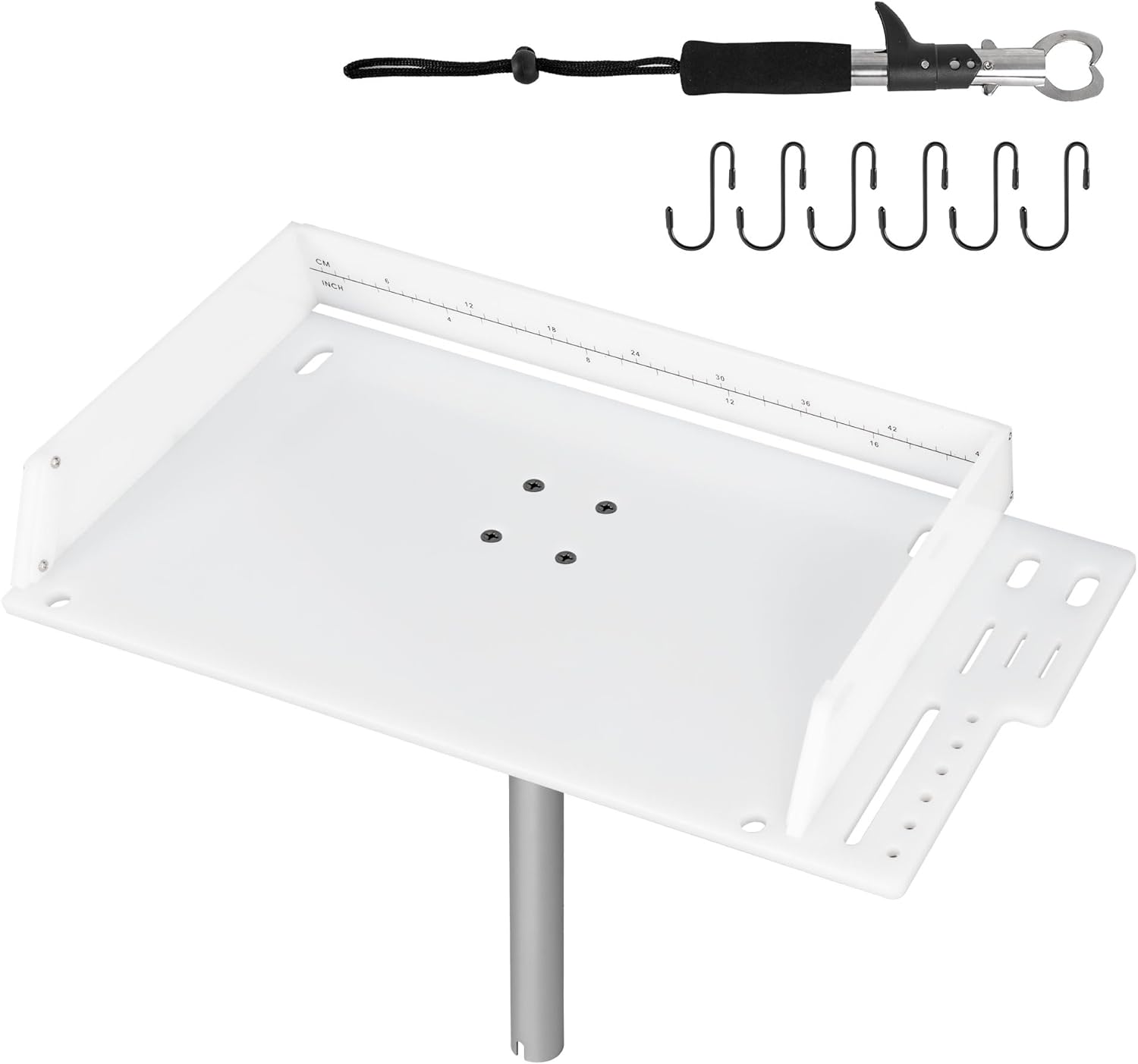 Photo 1 of  Bait Cutting Board for Boat, Bait Table Filet Board with Separate Tool Slots, 360° Adjustable Rod Holder Fishing Fillet Table with Scale, Extended Boat Fish Cleaning Table 