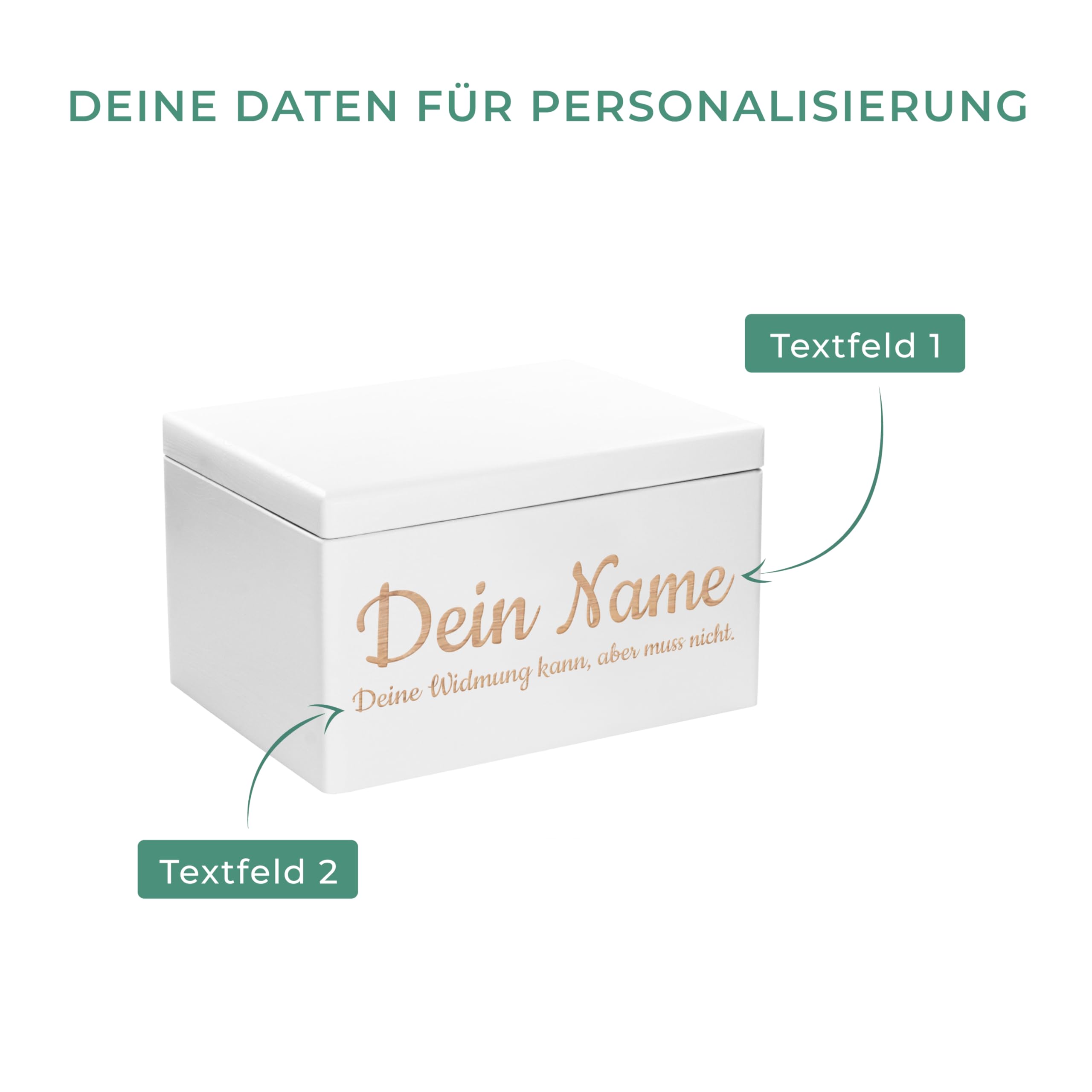 LAUBLUST Große Holzkiste - Personalisiert mit Individueller Wunsch-Gravur - 40x30x24cm, Weiß, FSC® - Geschenk-Kiste | Aufbewahrungskiste | Erinnerungs-Box