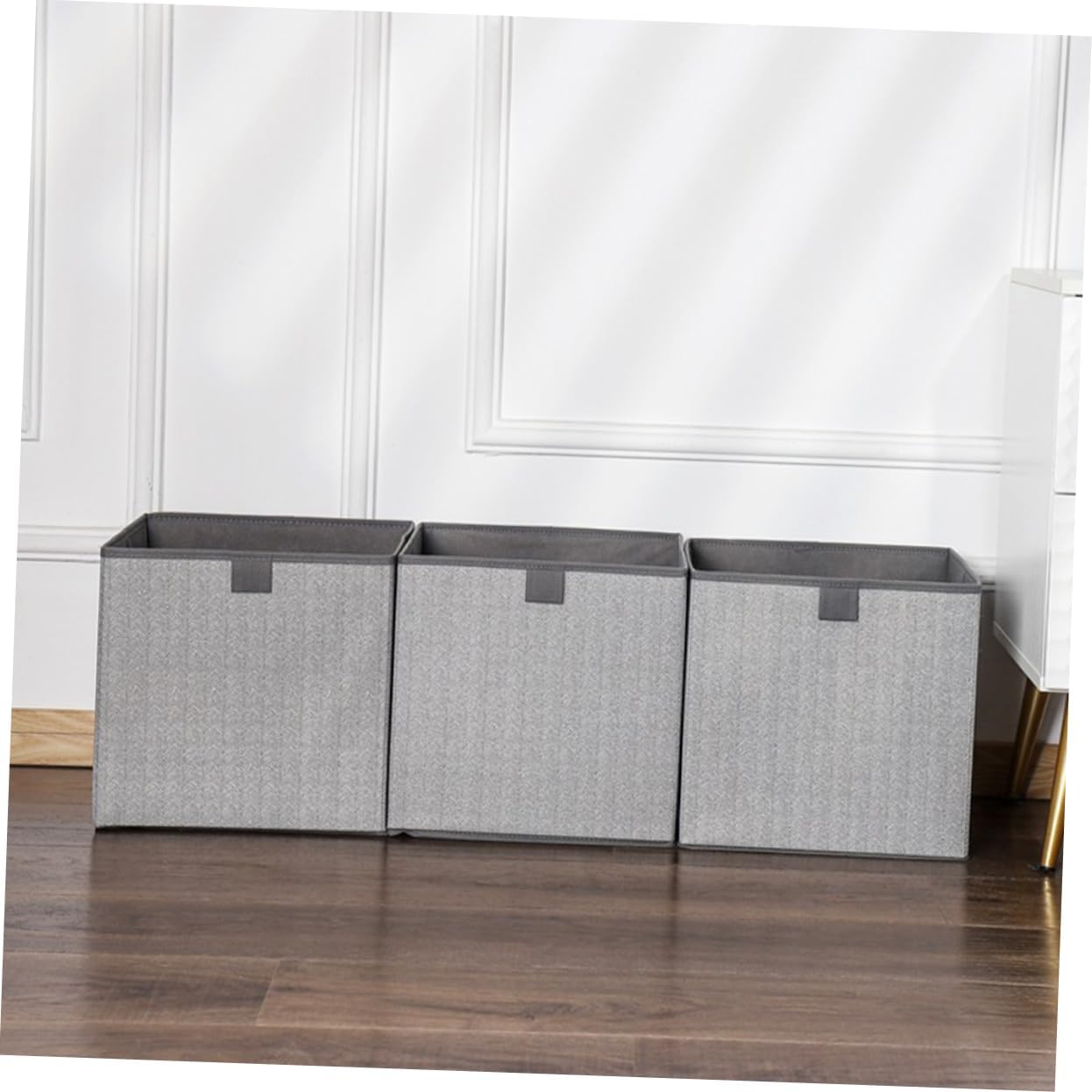 GLEAVI 3pcs Storage Bins Capacity Clothes Organizers for Bedroom Closet and Home Grey Lightweight Handles for