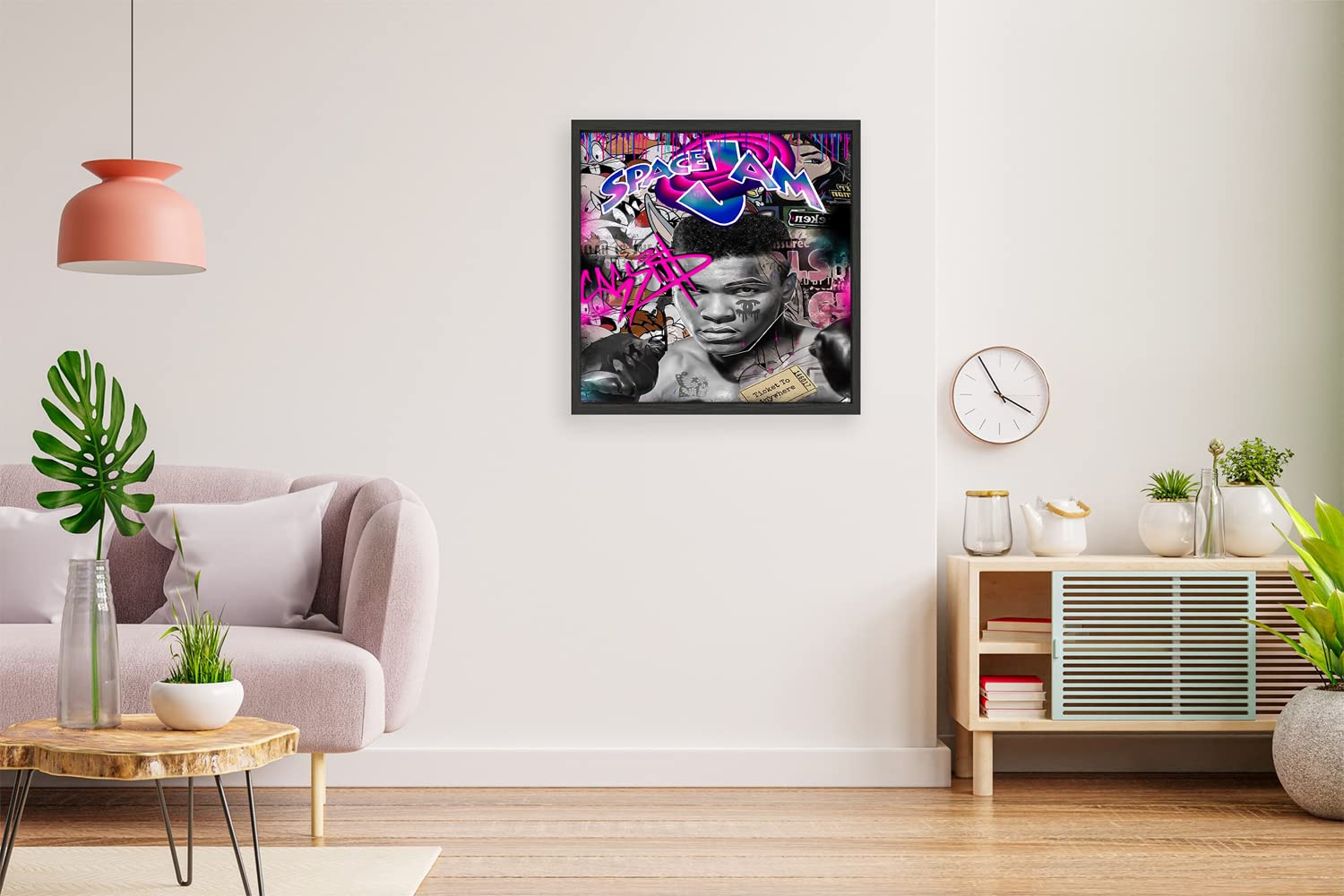 VERRE ART Designs Print Black Floater Framed Canvas Wall Art Decoration Poster (14x14 Inch) - ALI SPACEJAM