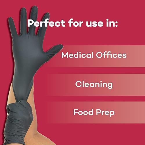 Miniatura 6 de Dealmed Black Nitrile Exam Gloves  Disposable Multi-Purpose Use Medical Gloves Use for First Aid and Medical Facilities