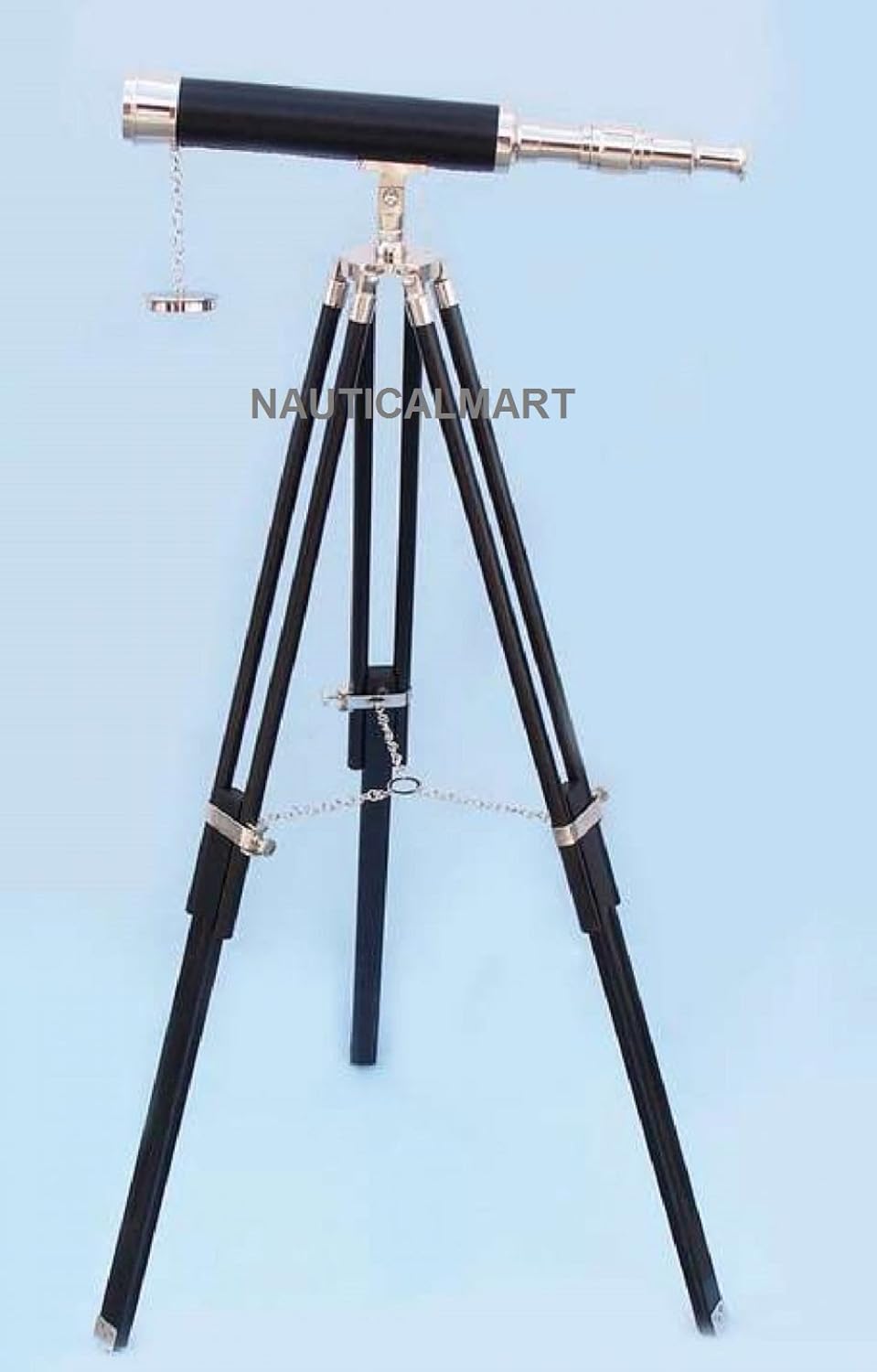 NauticalMart Floor Standing Chrome - Leather Harbor Master Telescope 50"