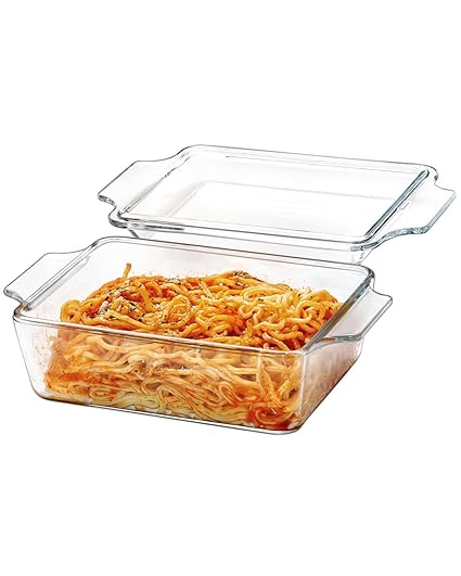 NUTRIUPS Rectangular Glass Casserole With Lid Glass Bakeware Easy Grab Baking Dish Lidded Casseroles (1L)
