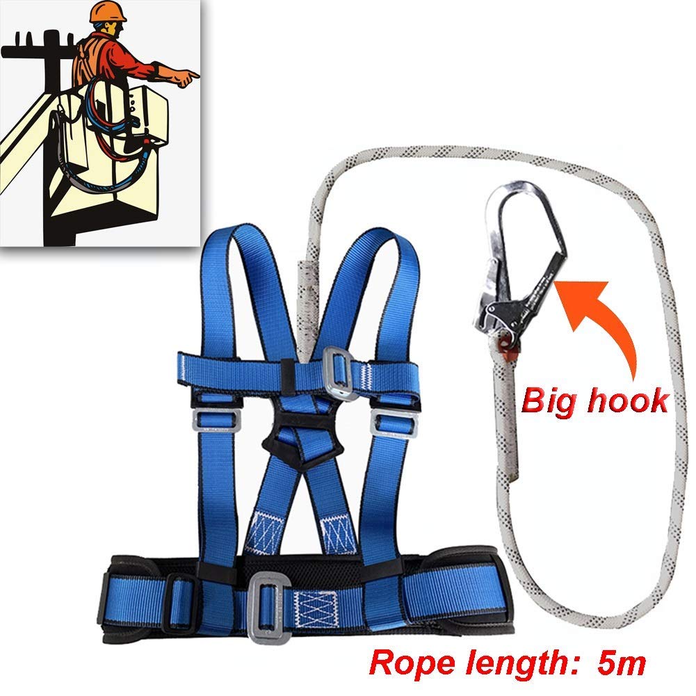 SwaYve Kits de Arnés de Seguridad, Cinturón de Seguridad de Protección Contra Caídas, Cinturón de Seguridad de Medio Cuerpo para Trabajar en Alturas, Escalada en Roca/Blue/C