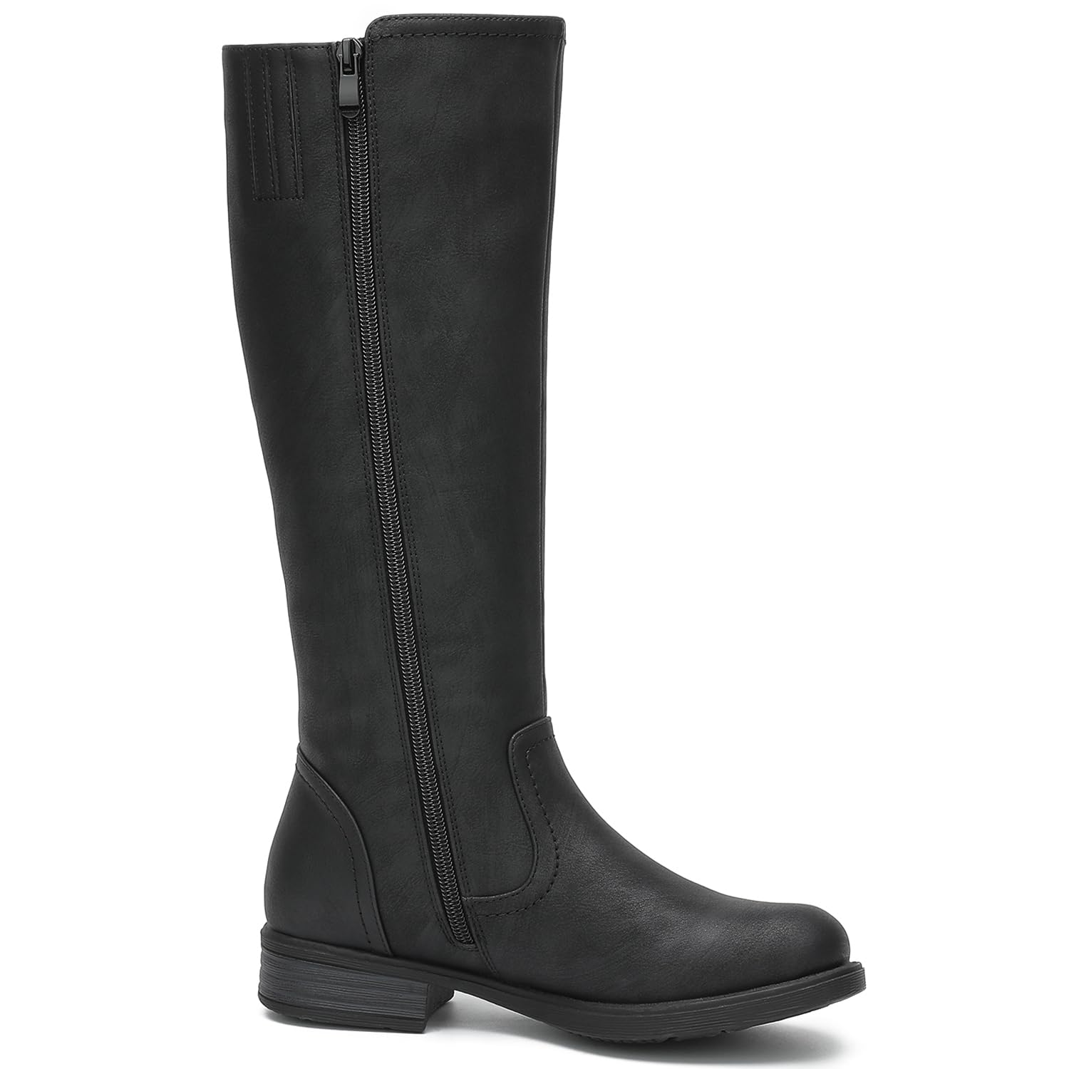 GLOBALWIN Botas de equitación hasta la rodilla para mujer, botas altas para montar a caballo con hebilla de metal, cremallera lateral, tacón grueso