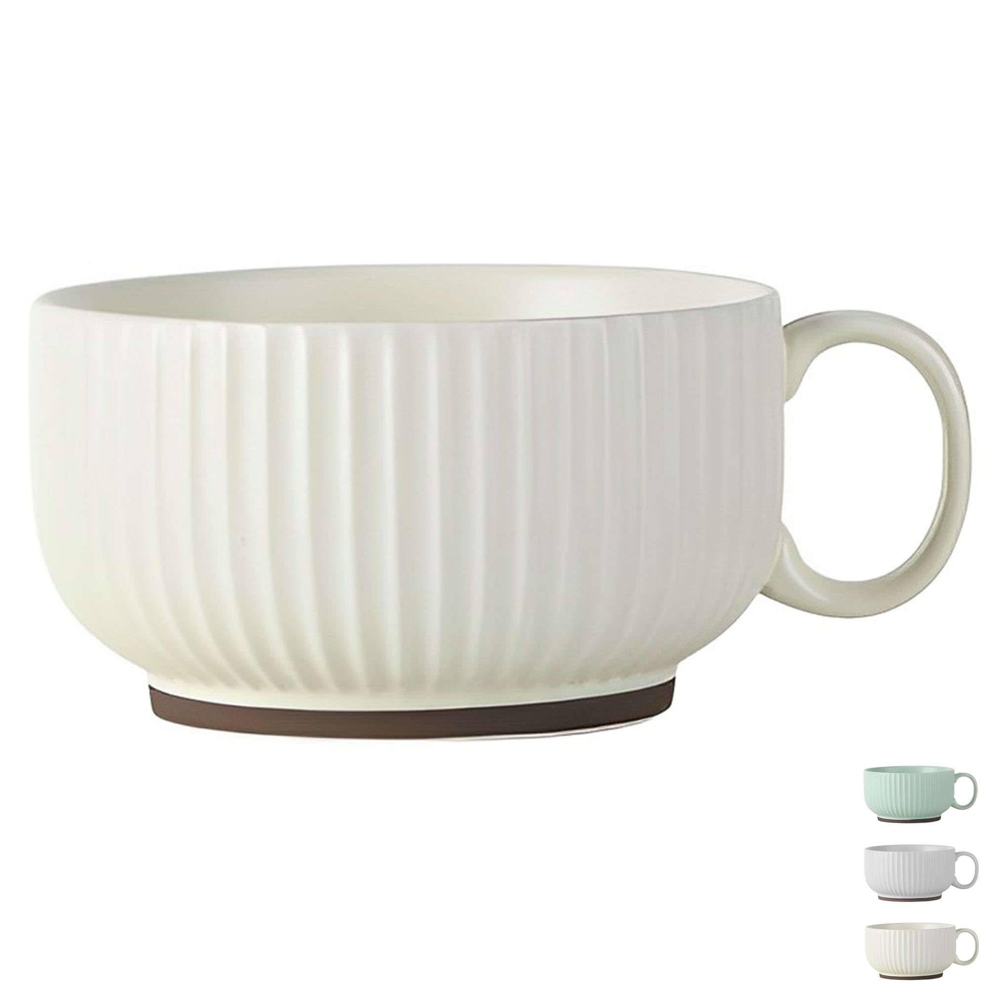 La taza de sopa, Tazas de cerámica for caldo, tazón for sopa for microondas, taza for sopa, tazón for desayuno(Khaki)