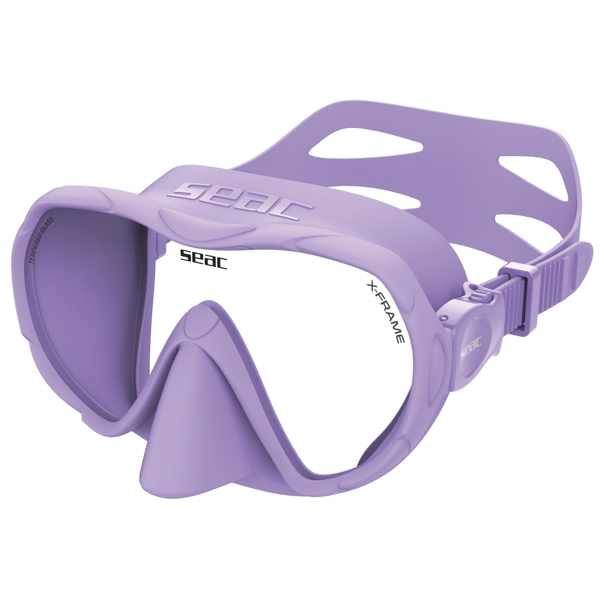 SEAC X-Frame - Rahmenlose Silikon-Tauchmaske mit einzelner gehärteter Glaslinse | Klare Sicht und Stabilität unter Wasser, geringes Volumen | Zum Tauchen und Schnorcheln - Made in Italy