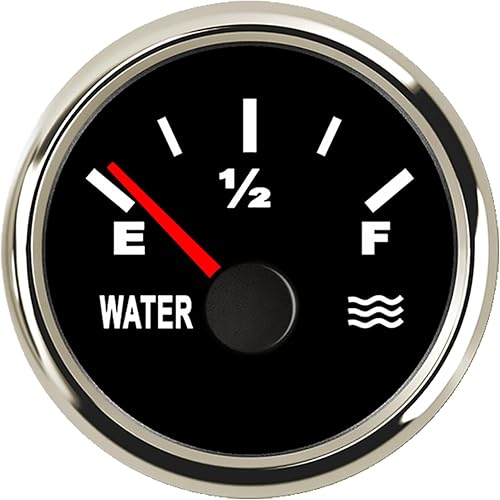 Water Level Gauge,52mm Liquid Level Meter, 240-33ohm/0-190ohm ,9-32V Universal Water Tank Gauge for Boats,RVs,Yachts,Motorcycles,Trucks,Cars,Vehicle,Marine Holding Tanks (0-190ohm)